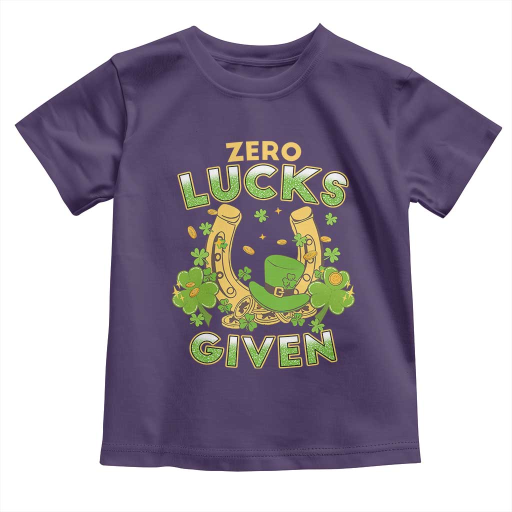 Funny St Patricks Day Toddler T Shirt Zero Lucks Given Irish Shamrock TS02 Purple Print Your Wear