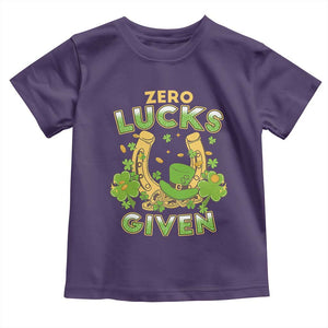 Funny St Patricks Day Toddler T Shirt Zero Lucks Given Irish Shamrock TS02 Purple Print Your Wear