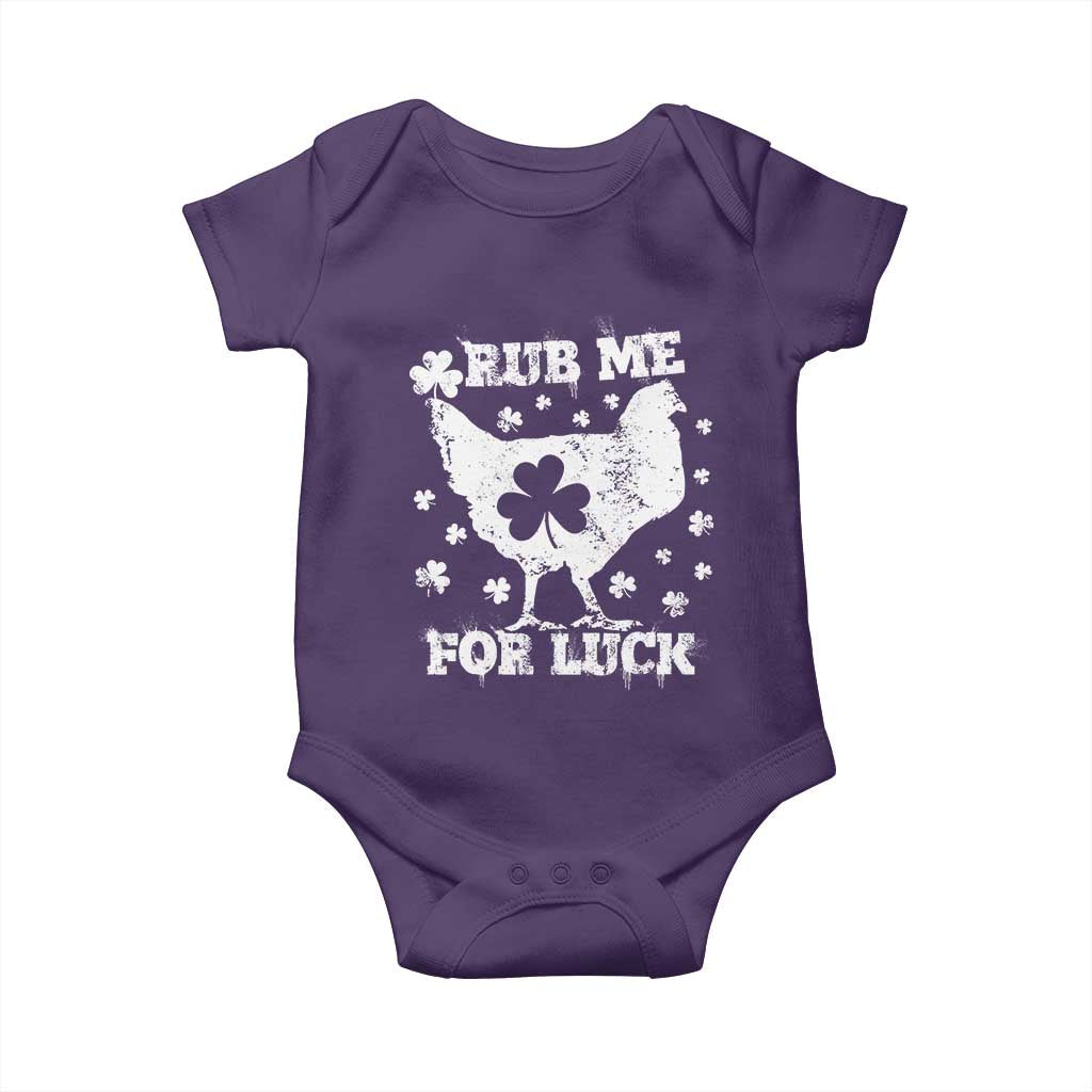 Funny St Patricks Day Baby Onesie Rub Me For Luck Shamrock Irish Cock Chicken TS02 Purple Print Your Wear