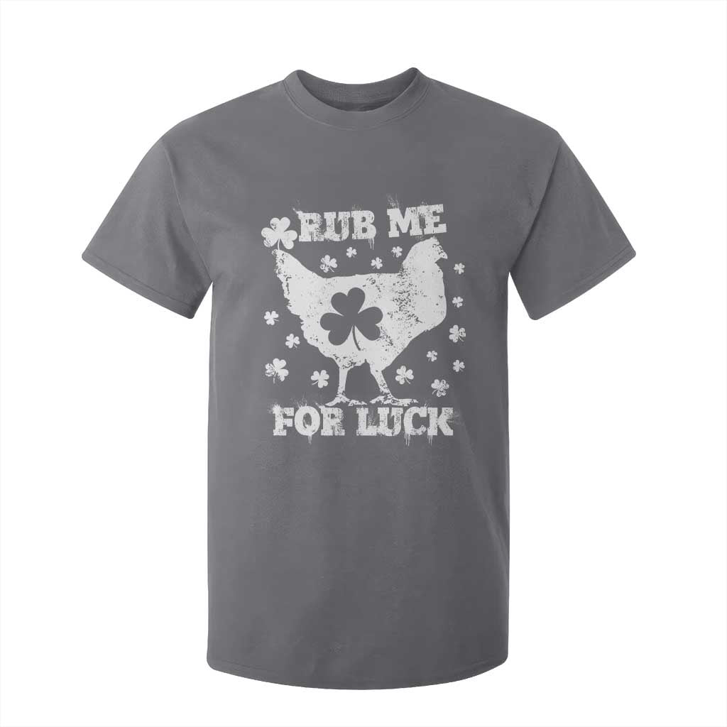 Funny St Patricks Day T Shirt For Kid Rub Me For Luck Shamrock Irish Cock Chicken TS02 Charcoal Print Your Wear