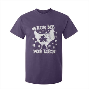 Funny St Patricks Day T Shirt For Kid Rub Me For Luck Shamrock Irish Cock Chicken TS02 Purple Print Your Wear