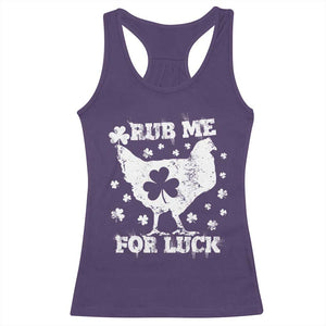 Funny St Patricks Day Racerback Tank Top Rub Me For Luck Shamrock Irish Cock Chicken TS02 Purple Print Your Wear