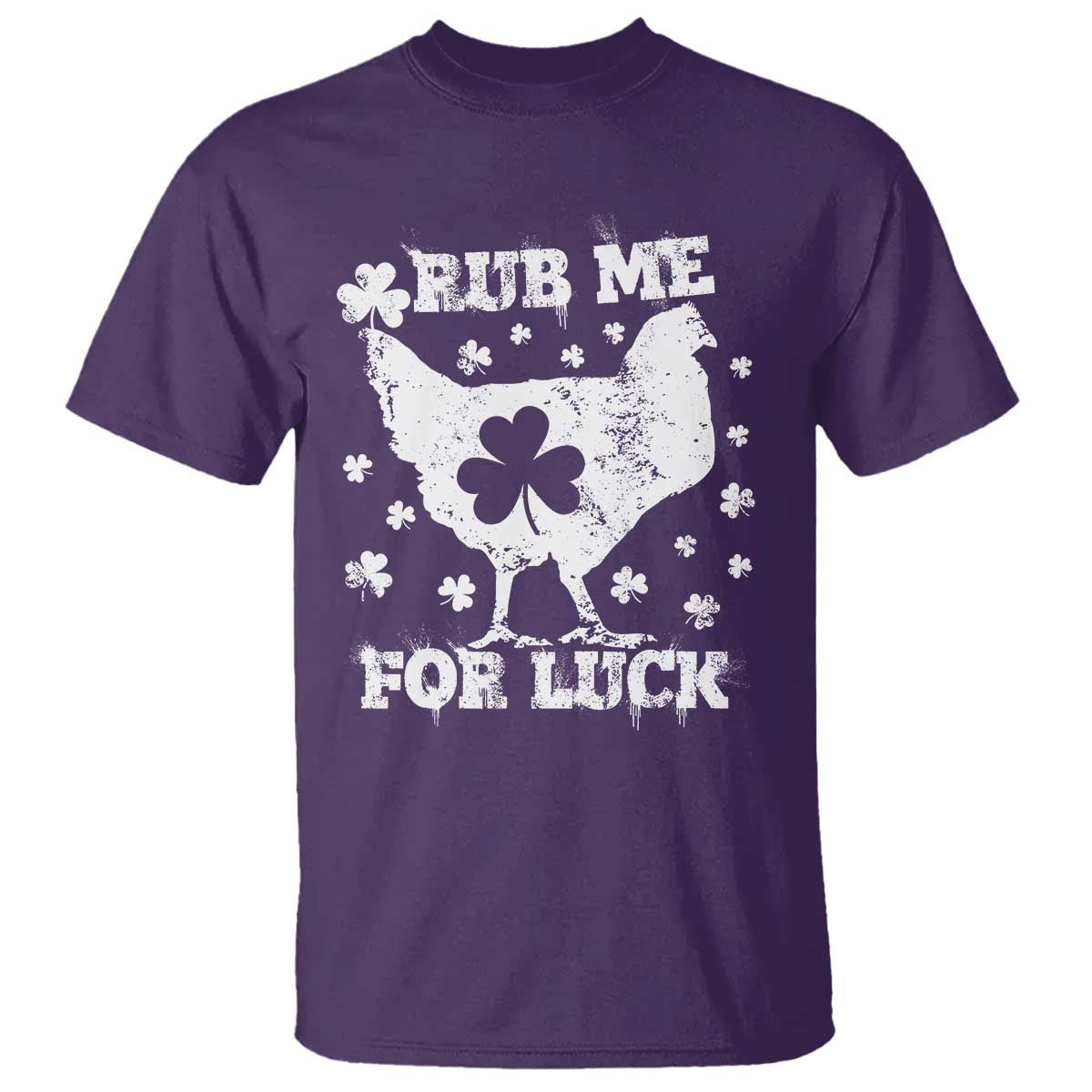 Funny St Patricks Day T Shirt Rub Me For Luck Shamrock Irish Cock Chicken TS02 Purple Print Your Wear