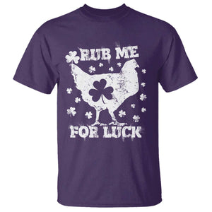 Funny St Patricks Day T Shirt Rub Me For Luck Shamrock Irish Cock Chicken TS02 Purple Print Your Wear