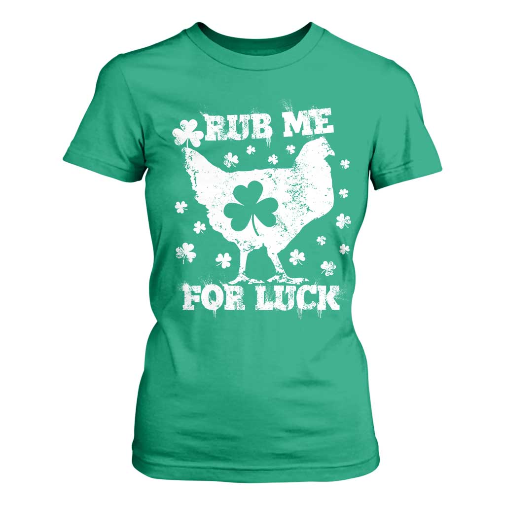 Funny St Patricks Day T Shirt For Women Rub Me For Luck Shamrock Irish Cock Chicken TS02 Irish Green Print Your Wear