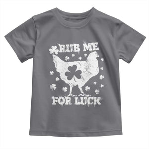 Funny St Patricks Day Toddler T Shirt Rub Me For Luck Shamrock Irish Cock Chicken TS02 Charcoal Print Your Wear