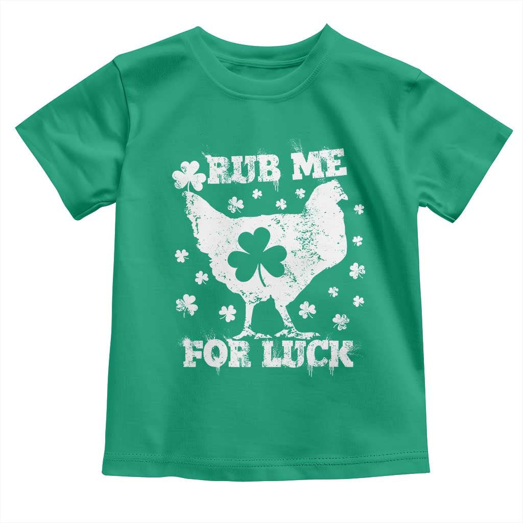 Funny St Patricks Day Toddler T Shirt Rub Me For Luck Shamrock Irish Cock Chicken TS02 Irish Green Print Your Wear