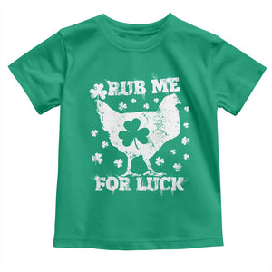 Funny St Patricks Day Toddler T Shirt Rub Me For Luck Shamrock Irish Cock Chicken TS02 Irish Green Print Your Wear