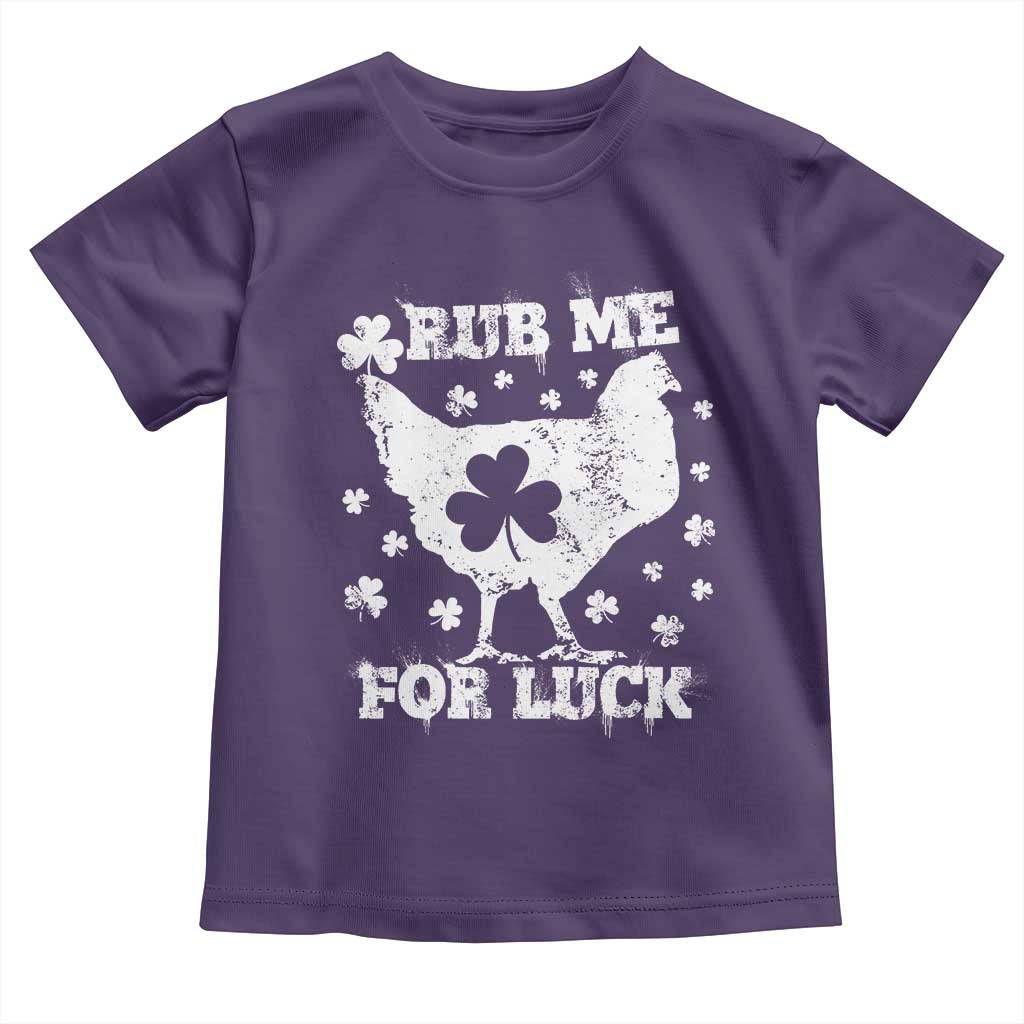 Funny St Patricks Day Toddler T Shirt Rub Me For Luck Shamrock Irish Cock Chicken TS02 Purple Print Your Wear
