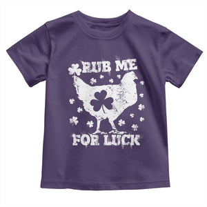 Funny St Patricks Day Toddler T Shirt Rub Me For Luck Shamrock Irish Cock Chicken TS02 Purple Print Your Wear