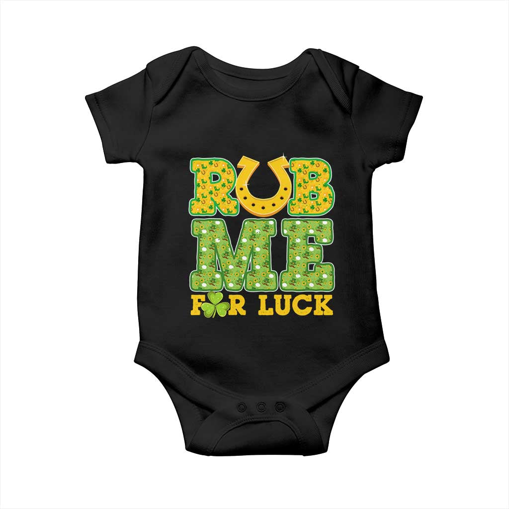 Funny St Patricks Day Baby Onesie Rub Me For Luck Shamrock Adult Humor TS02 Black Print Your Wear
