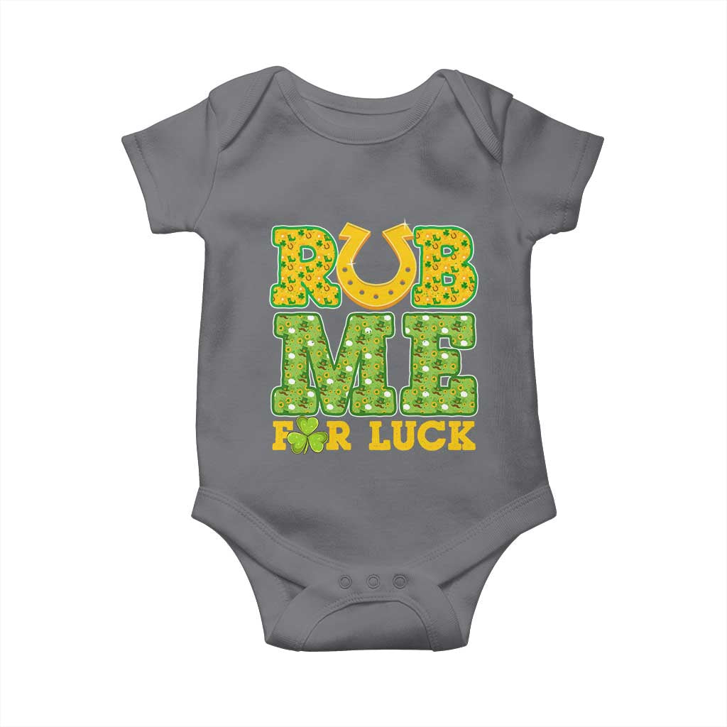 Funny St Patricks Day Baby Onesie Rub Me For Luck Shamrock Adult Humor TS02 Charcoal Print Your Wear