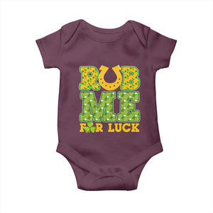 Funny St Patricks Day Baby Onesie Rub Me For Luck Shamrock Adult Humor TS02 Maroon Print Your Wear