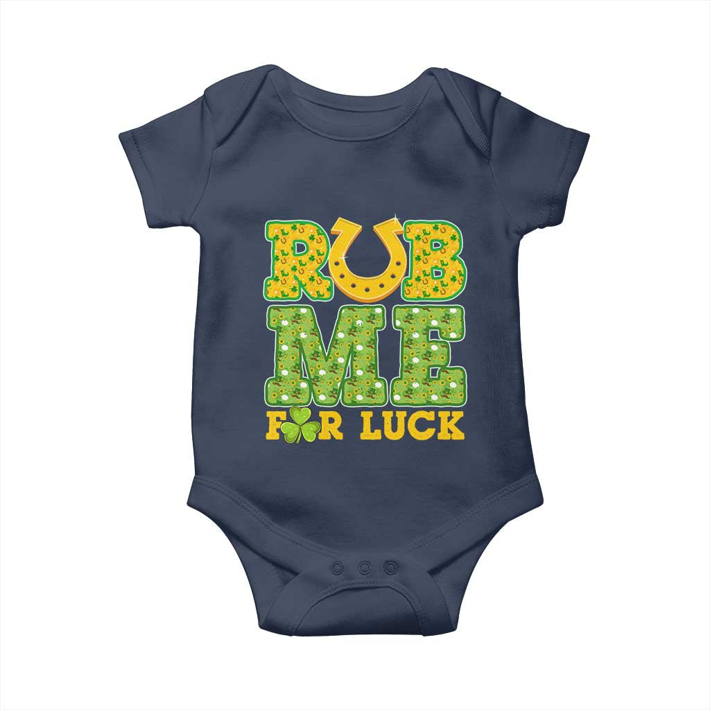Funny St Patricks Day Baby Onesie Rub Me For Luck Shamrock Adult Humor TS02 Navy Print Your Wear