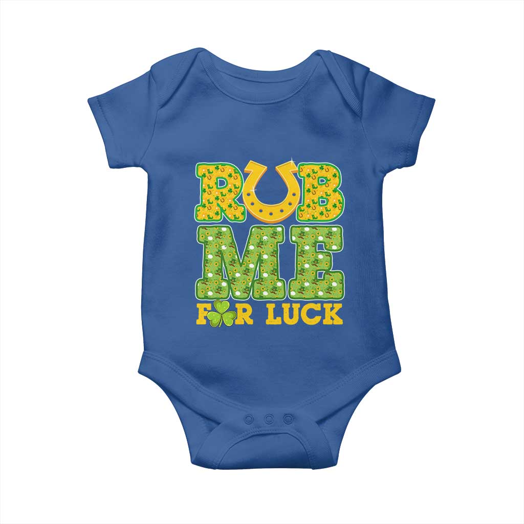 Funny St Patricks Day Baby Onesie Rub Me For Luck Shamrock Adult Humor TS02 Royal Blue Print Your Wear