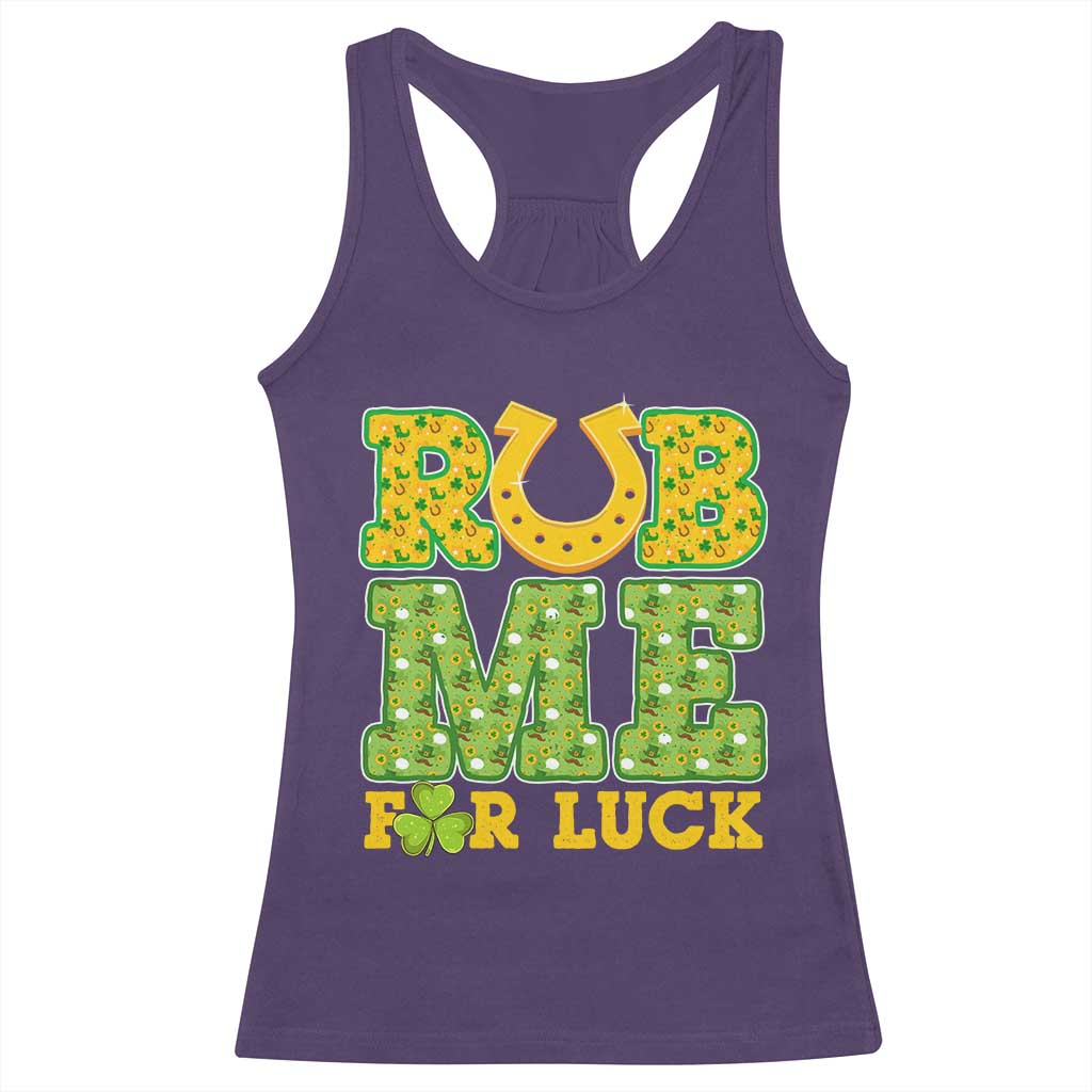 Funny St Patricks Day Racerback Tank Top Rub Me For Luck Shamrock Adult Humor TS02 Purple Print Your Wear