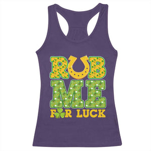 Funny St Patricks Day Racerback Tank Top Rub Me For Luck Shamrock Adult Humor TS02 Purple Print Your Wear
