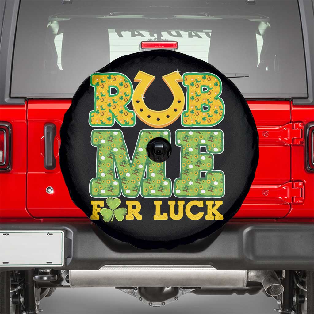Funny St Patricks Day Spare Tire Cover Rub Me For Luck Shamrock Adult Humor TS02 Black Print Your Wear