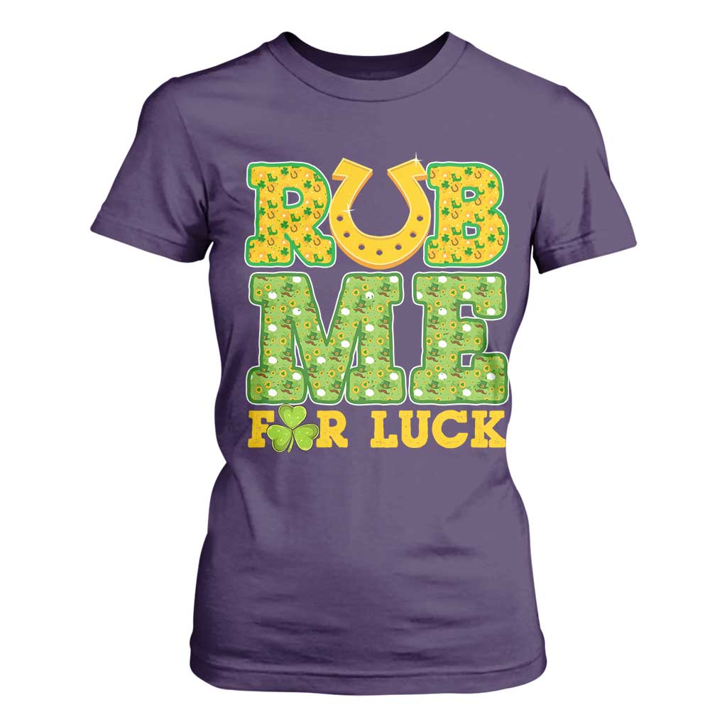 Funny St Patricks Day T Shirt For Women Rub Me For Luck Shamrock Adult Humor TS02 Purple Print Your Wear