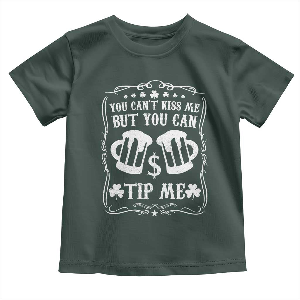 Funny St Patricks Day Toddler T Shirt Lucky Shamrock Waitress Bartender Waiter TS02 Dark Forest Green Print Your Wear