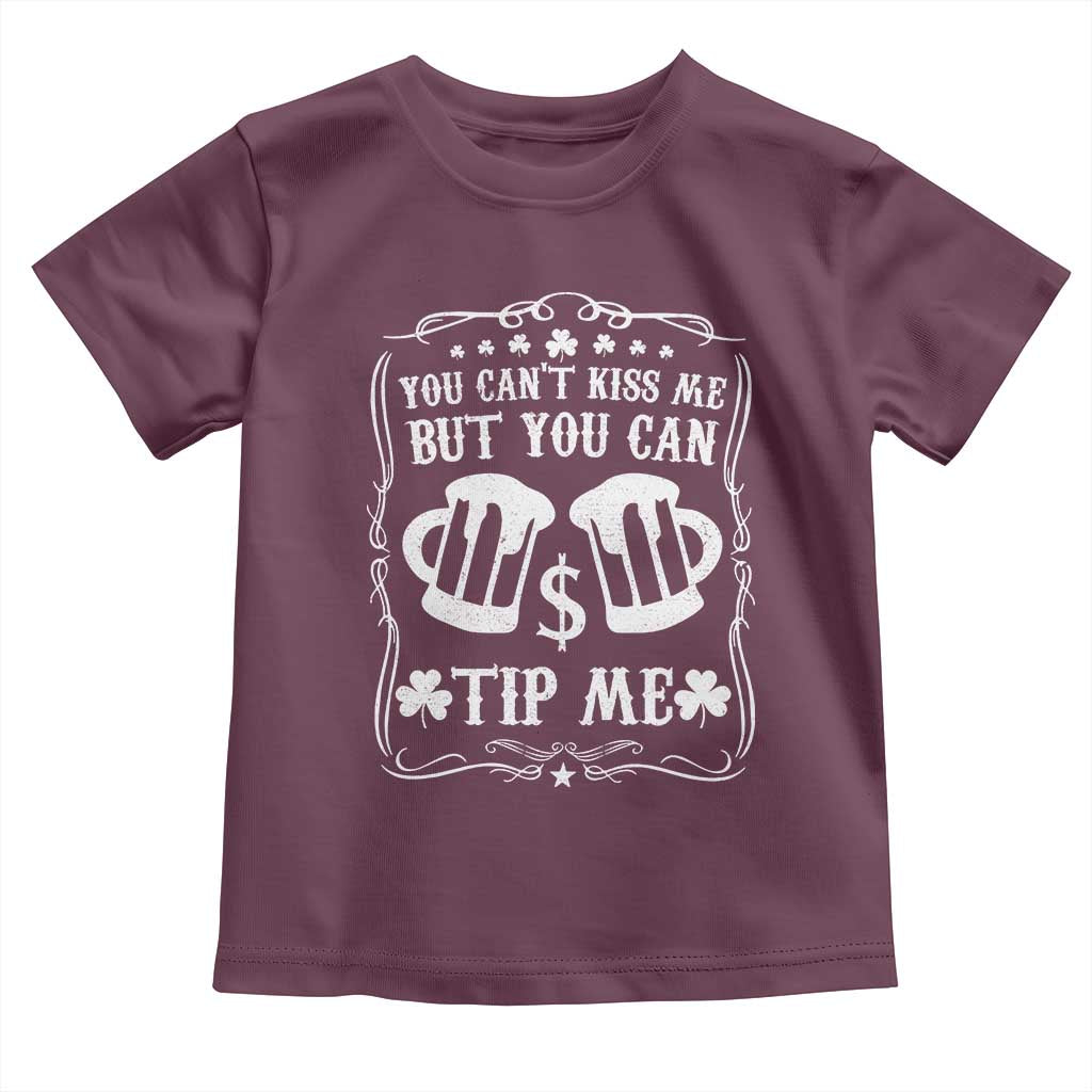 Funny St Patricks Day Toddler T Shirt Lucky Shamrock Waitress Bartender Waiter TS02 Maroon Print Your Wear