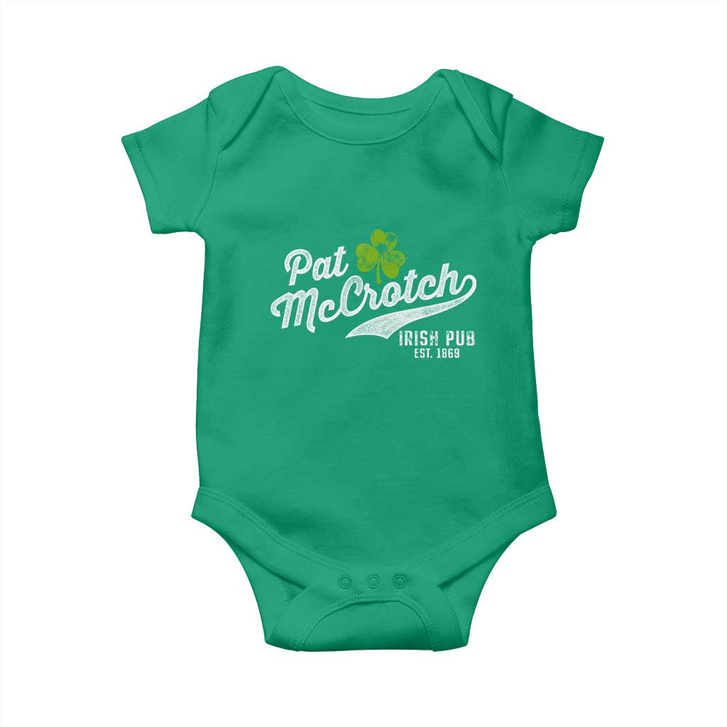 Funny St Patricks Day Baby Onesie Pat McCrotch Irish Adult Humor White TS02 Irish Green Print Your Wear
