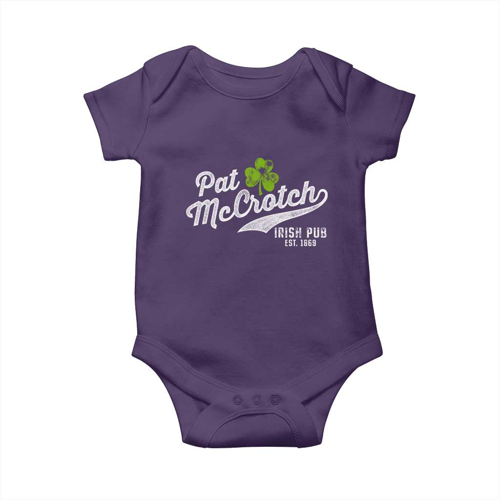 Funny St Patricks Day Baby Onesie Pat McCrotch Irish Adult Humor White TS02 Purple Print Your Wear