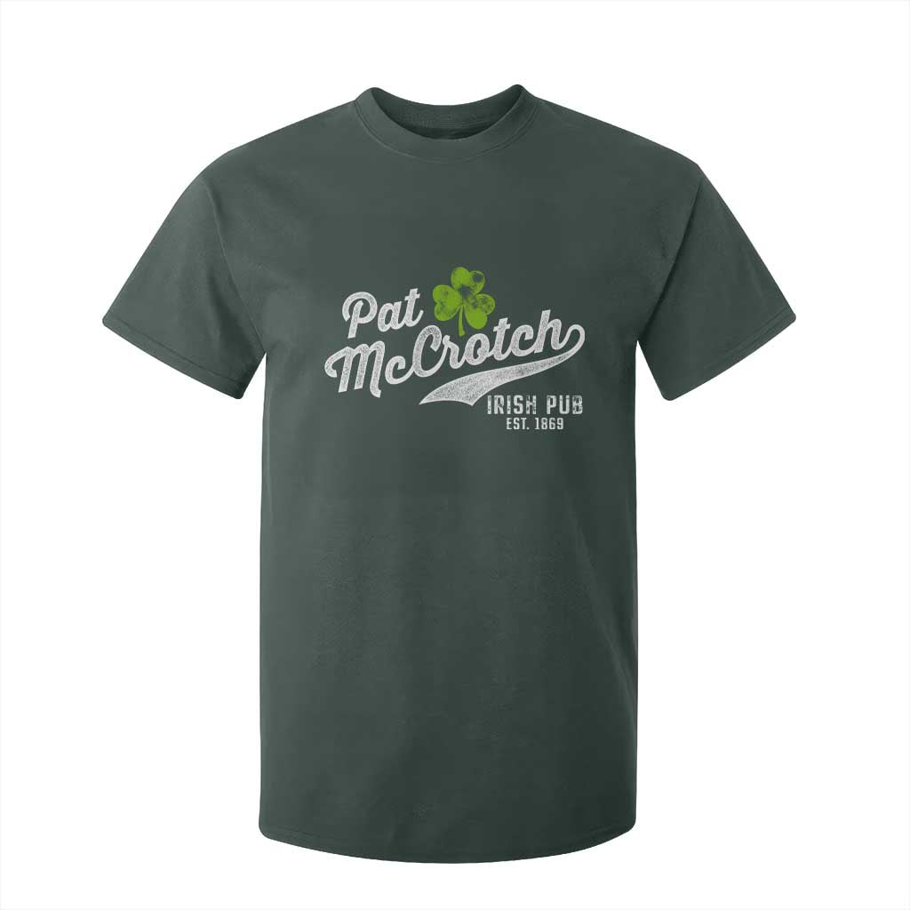 Funny St Patricks Day T Shirt For Kid Pat McCrotch Irish Adult Humor White TS02 Dark Forest Green Print Your Wear