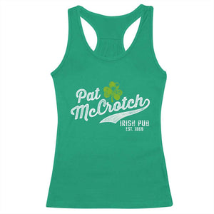 Funny St Patricks Day Racerback Tank Top Pat McCrotch Irish Adult Humor White TS02 Irish Green Print Your Wear