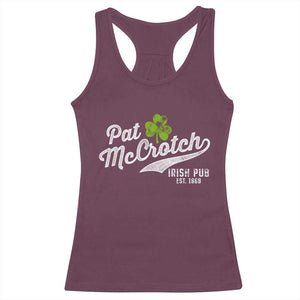 Funny St Patricks Day Racerback Tank Top Pat McCrotch Irish Adult Humor White TS02 Maroon Print Your Wear