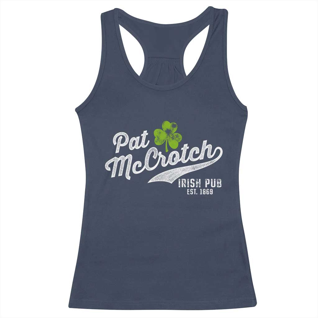 Funny St Patricks Day Racerback Tank Top Pat McCrotch Irish Adult Humor White TS02 Navy Print Your Wear