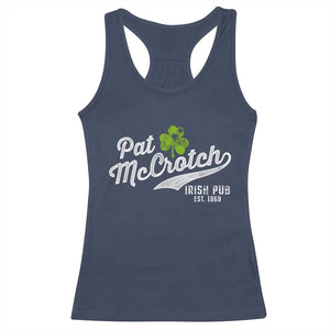Funny St Patricks Day Racerback Tank Top Pat McCrotch Irish Adult Humor White TS02 Navy Print Your Wear