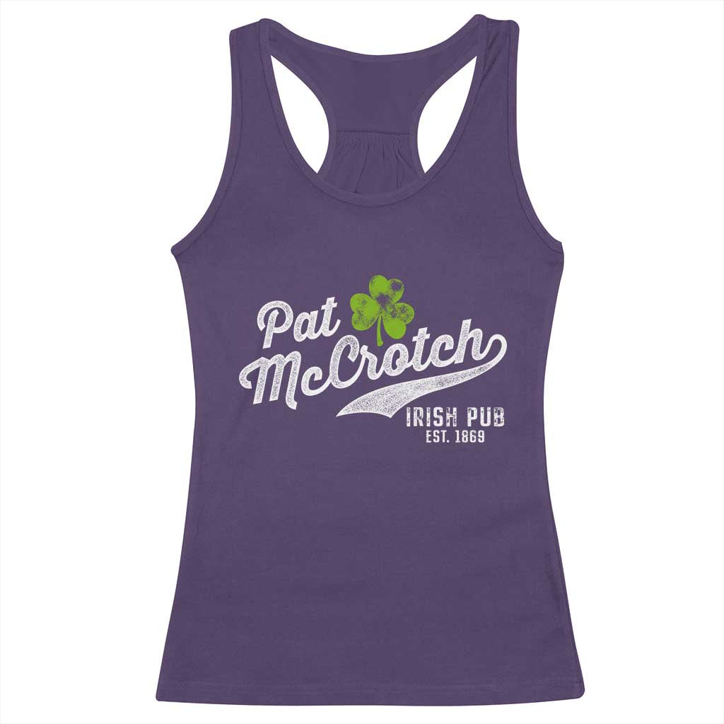 Funny St Patricks Day Racerback Tank Top Pat McCrotch Irish Adult Humor White TS02 Purple Print Your Wear