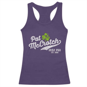 Funny St Patricks Day Racerback Tank Top Pat McCrotch Irish Adult Humor White TS02 Purple Print Your Wear
