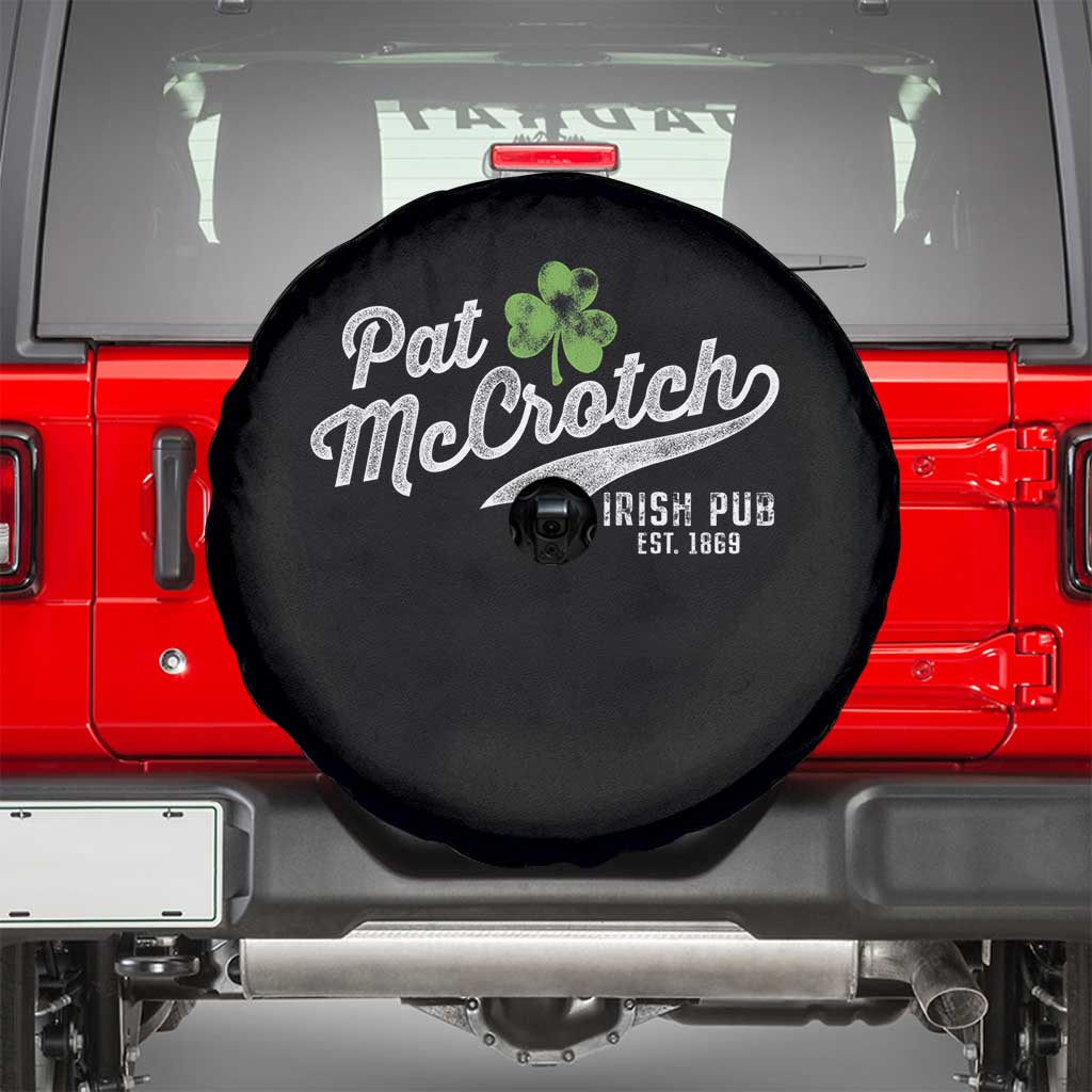Funny St Patricks Day Spare Tire Cover Pat McCrotch Irish Adult Humor White TS02 Black Print Your Wear