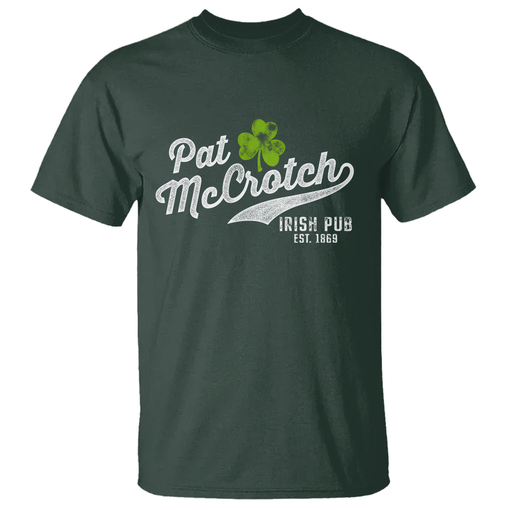 Funny St. Patricks Day T Shirt Pat McCrotch Irish Adult Humor White TS02 Dark Forest Green Printyourwear