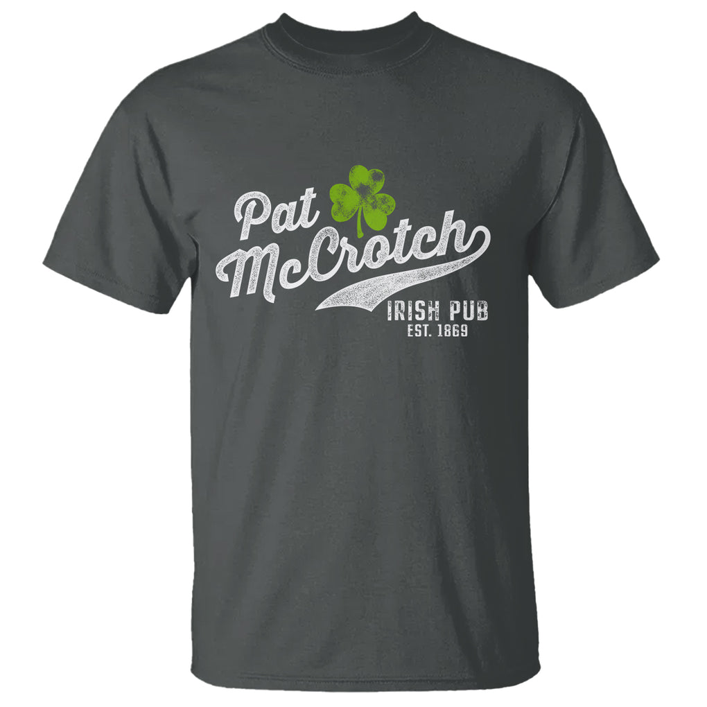 Funny St. Patricks Day T Shirt Pat McCrotch Irish Adult Humor White TS02 Dark Heather Printyourwear