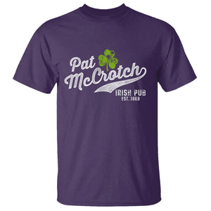Funny St. Patricks Day T Shirt Pat McCrotch Irish Adult Humor White TS02 Purple Printyourwear