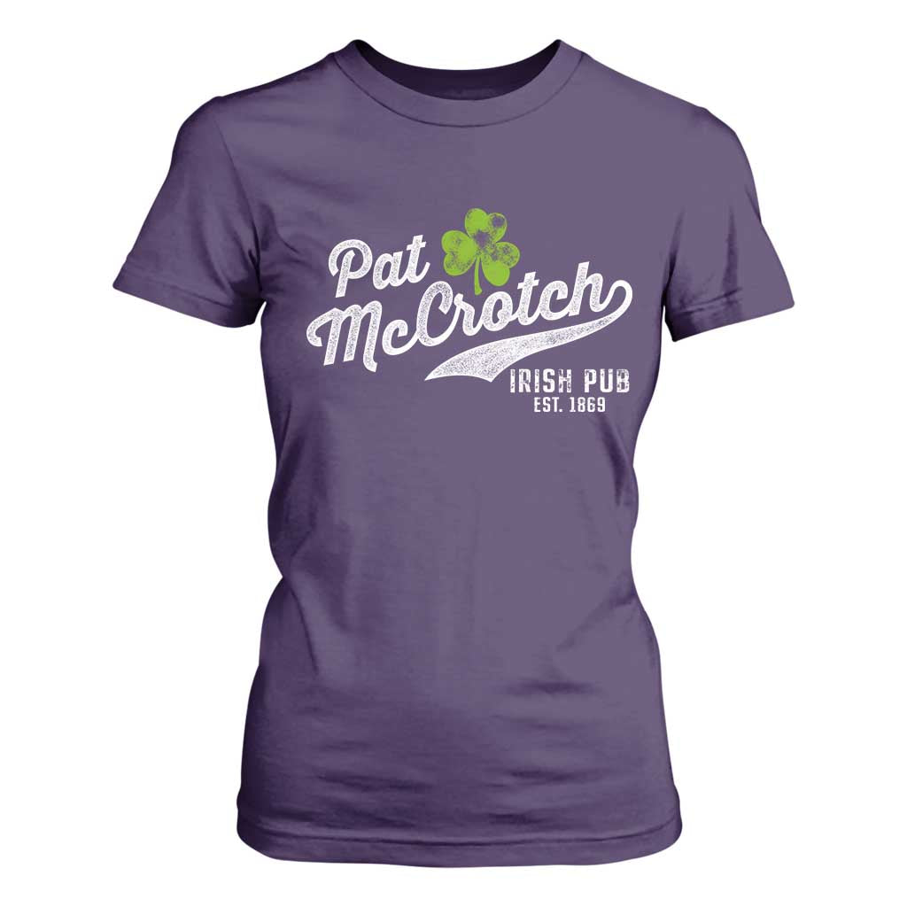 Funny St Patricks Day T Shirt For Women Pat McCrotch Irish Adult Humor White TS02 Purple Print Your Wear