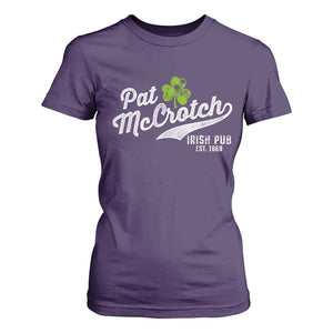 Funny St Patricks Day T Shirt For Women Pat McCrotch Irish Adult Humor White TS02 Purple Print Your Wear