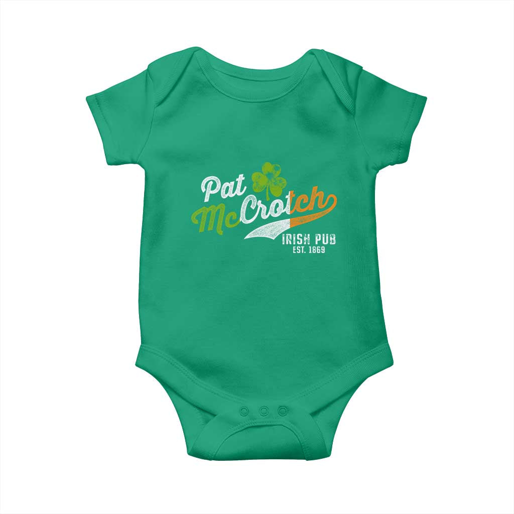 Funny St Patricks Day Baby Onesie Pat McCrotch Irish Adult Humor TS02 Irish Green Print Your Wear
