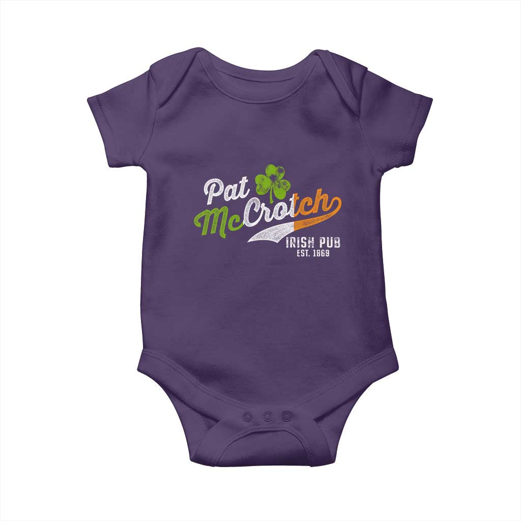 Funny St Patricks Day Baby Onesie Pat McCrotch Irish Adult Humor TS02 Purple Print Your Wear