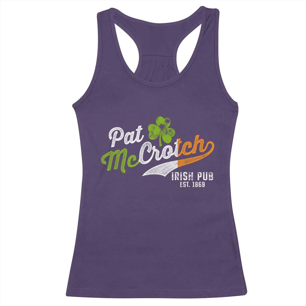 Funny St Patricks Day Racerback Tank Top Pat McCrotch Irish Adult Humor TS02 Purple Print Your Wear