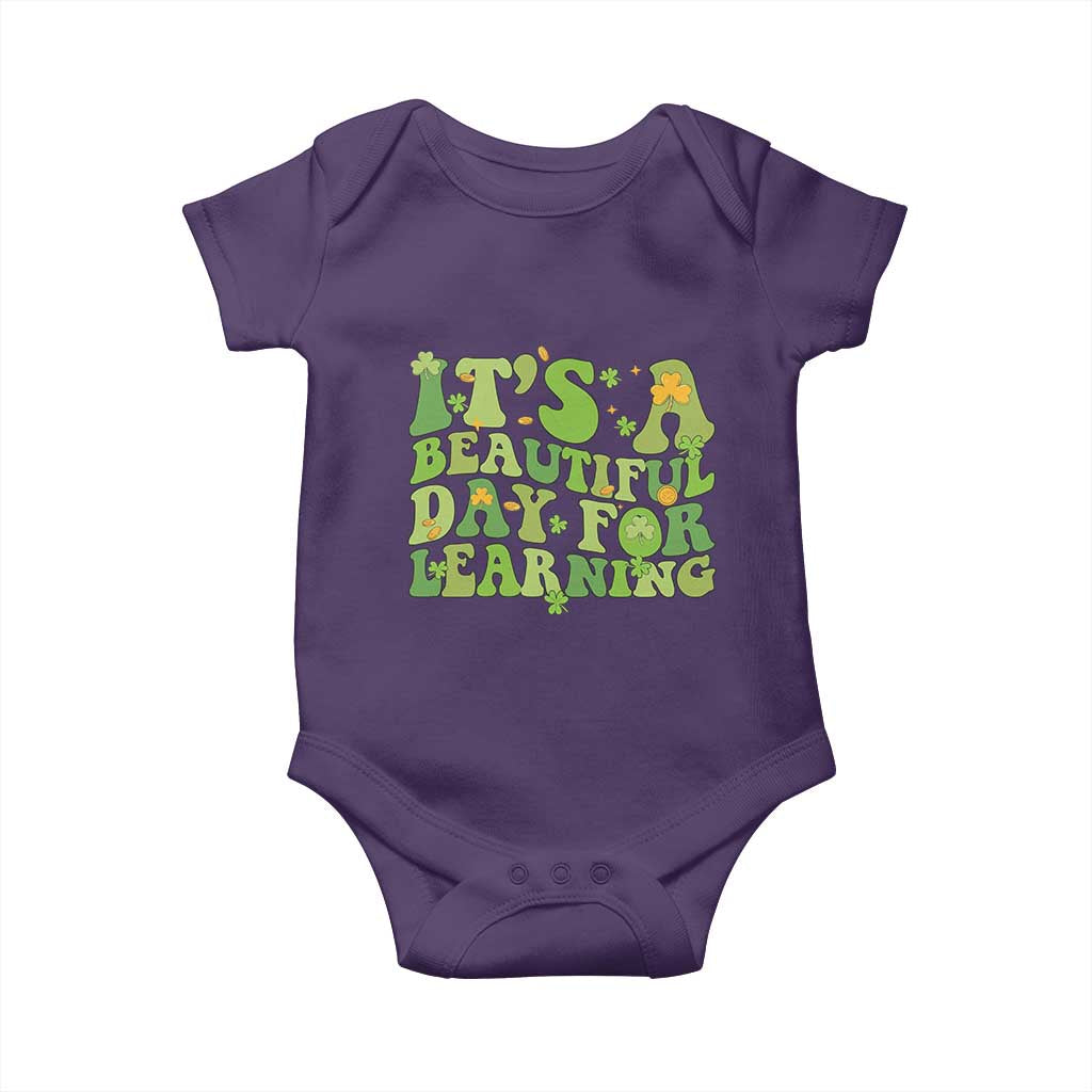 Funny St Patricks Day Baby Onesie It's Beautiful Day For Learning Students TS02 Purple Print Your Wear