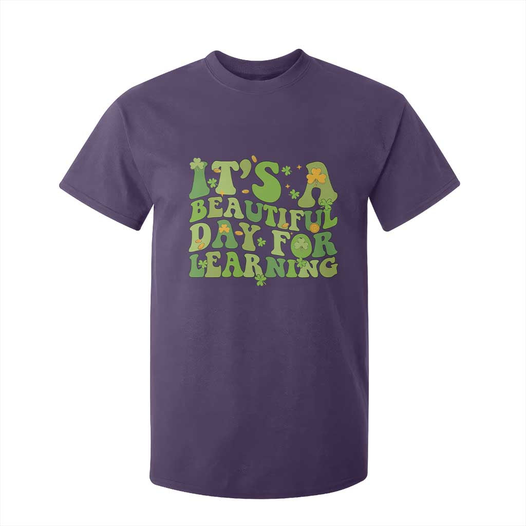 Funny St Patricks Day T Shirt For Kid It's Beautiful Day For Learning Students TS02 Purple Print Your Wear