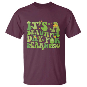 Funny St Patricks Day T Shirt It's Beautiful Day For Learning Students TS02 Maroon Print Your Wear