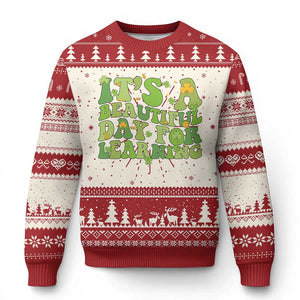Funny St Patricks Day Knit Sweatshirt It's Beautiful Day For Learning Students TS02 Red Print Your Wear