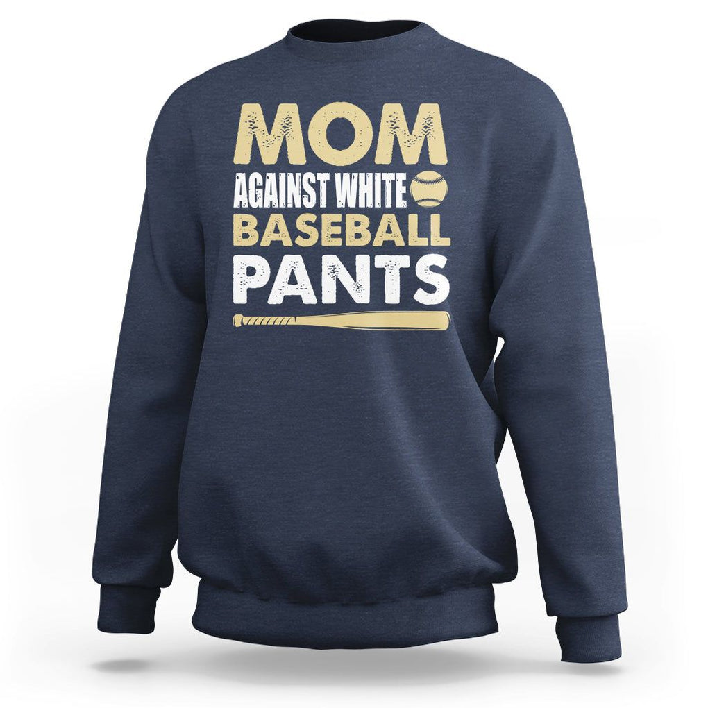 Funny Baseball Mom Sweatshirt Moms Against White Baseball Pants TS02 Navy Printyourwear