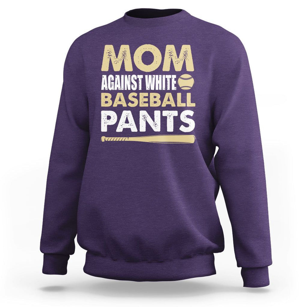 Funny Baseball Mom Sweatshirt Moms Against White Baseball Pants TS02 Purple Printyourwear