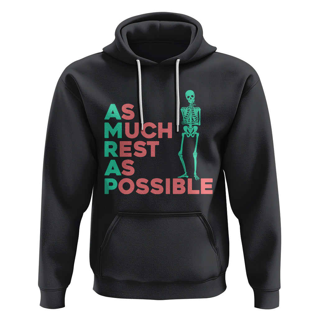 Workout Skeleton Hoodie As Much Rest As Possible AMRAP Lazy Skeleton Funny Gym Quotes TS02 Black Printyourwear